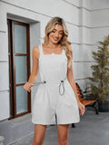 Drawstring Wide Strap Romper with Pockets