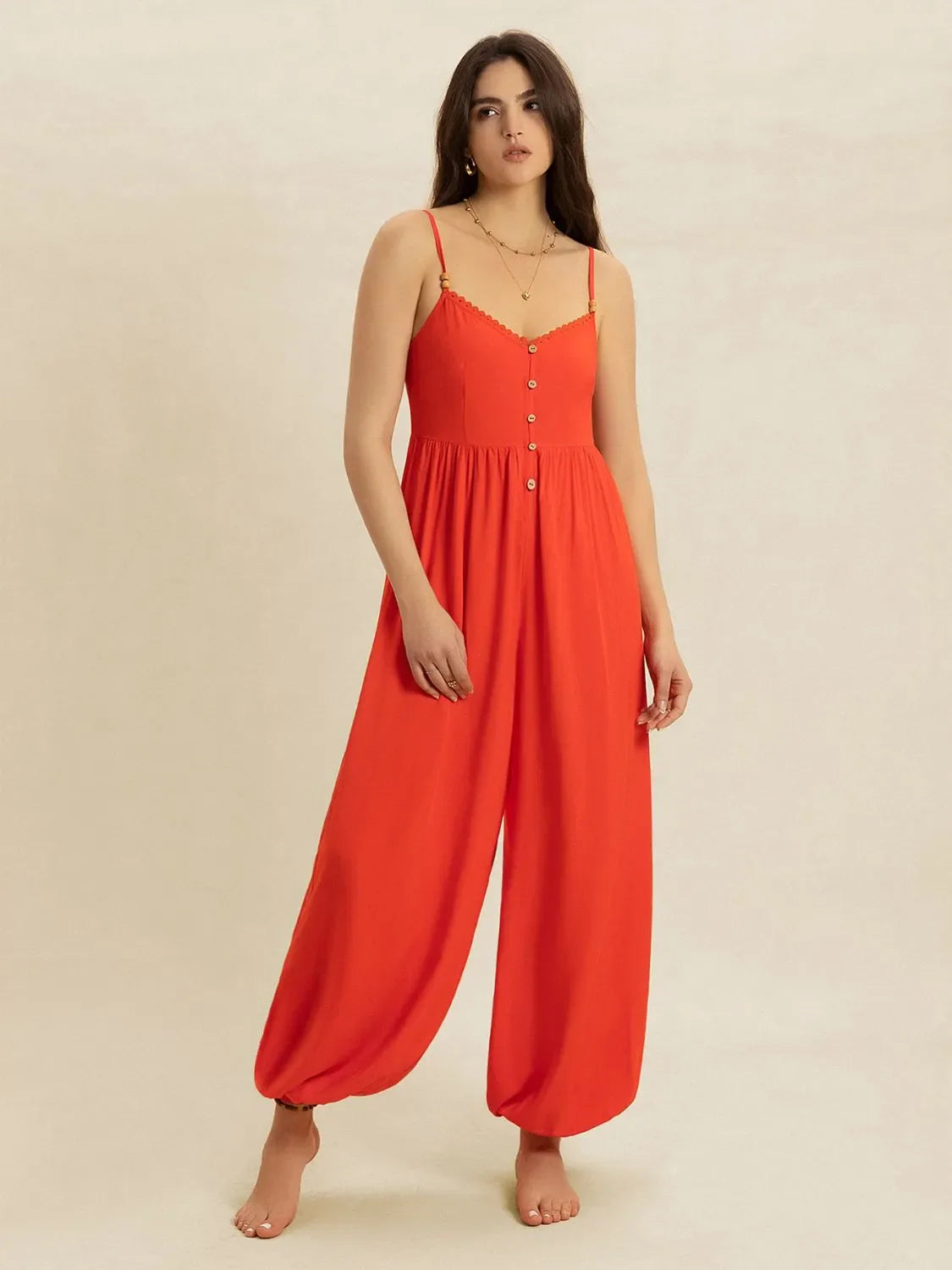 V-Neck Spaghetti Strap Jumpsuit