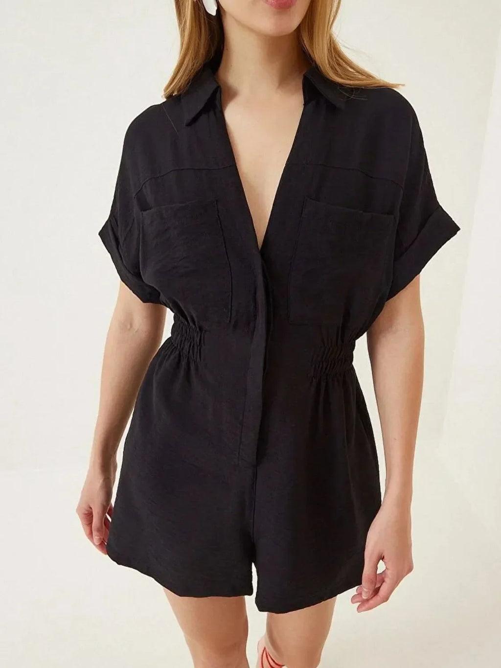 Johnny Collar Short Sleeve Romper