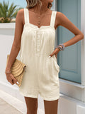 Perfee Texture Sleeveless Romper with Pockets