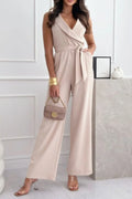 Surplice Sleeveless Wide Leg Jumpsuit