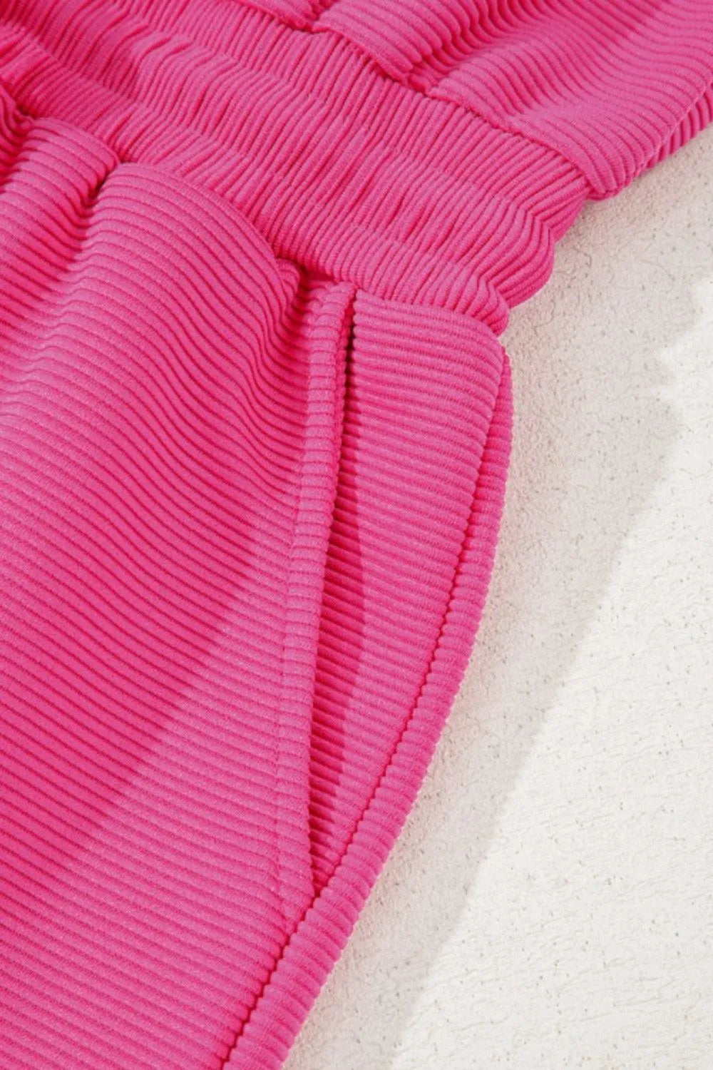 Textured Short Sleeve Half Zip Drawstring Waist Romper