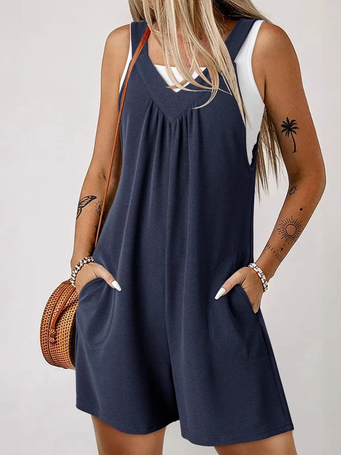 V-Neck Wide Strap Romper