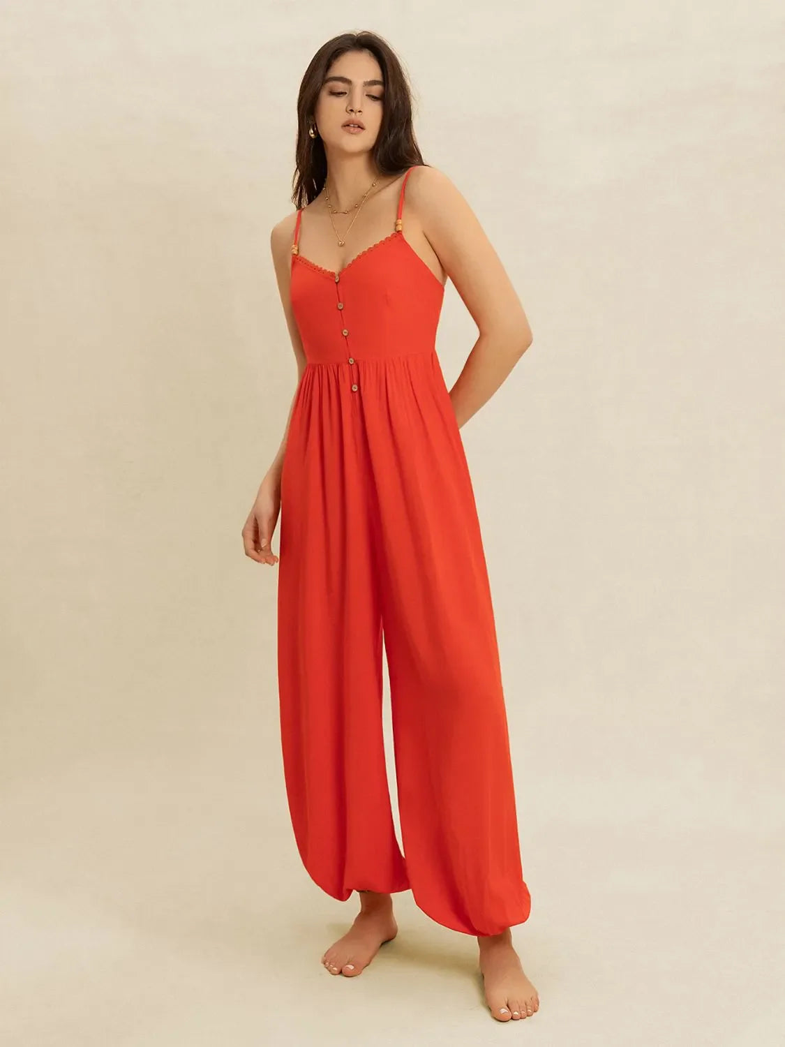 V-Neck Spaghetti Strap Jumpsuit