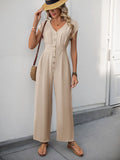 V-Neck Wide Leg Jumpsuit