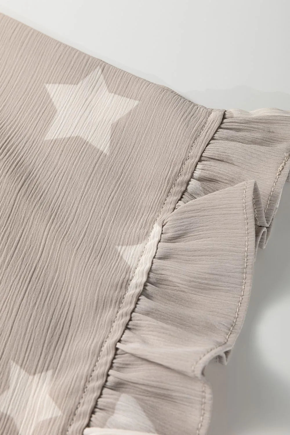 Star Print Crinkle Textured Kimono Ruffle Sleeve Romper