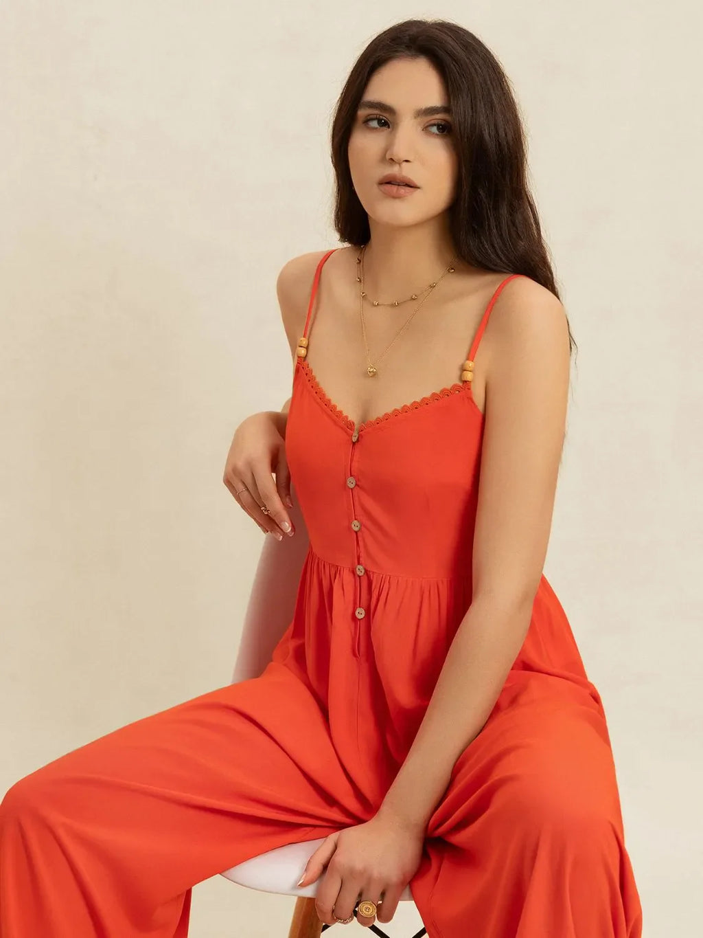 V-Neck Spaghetti Strap Jumpsuit